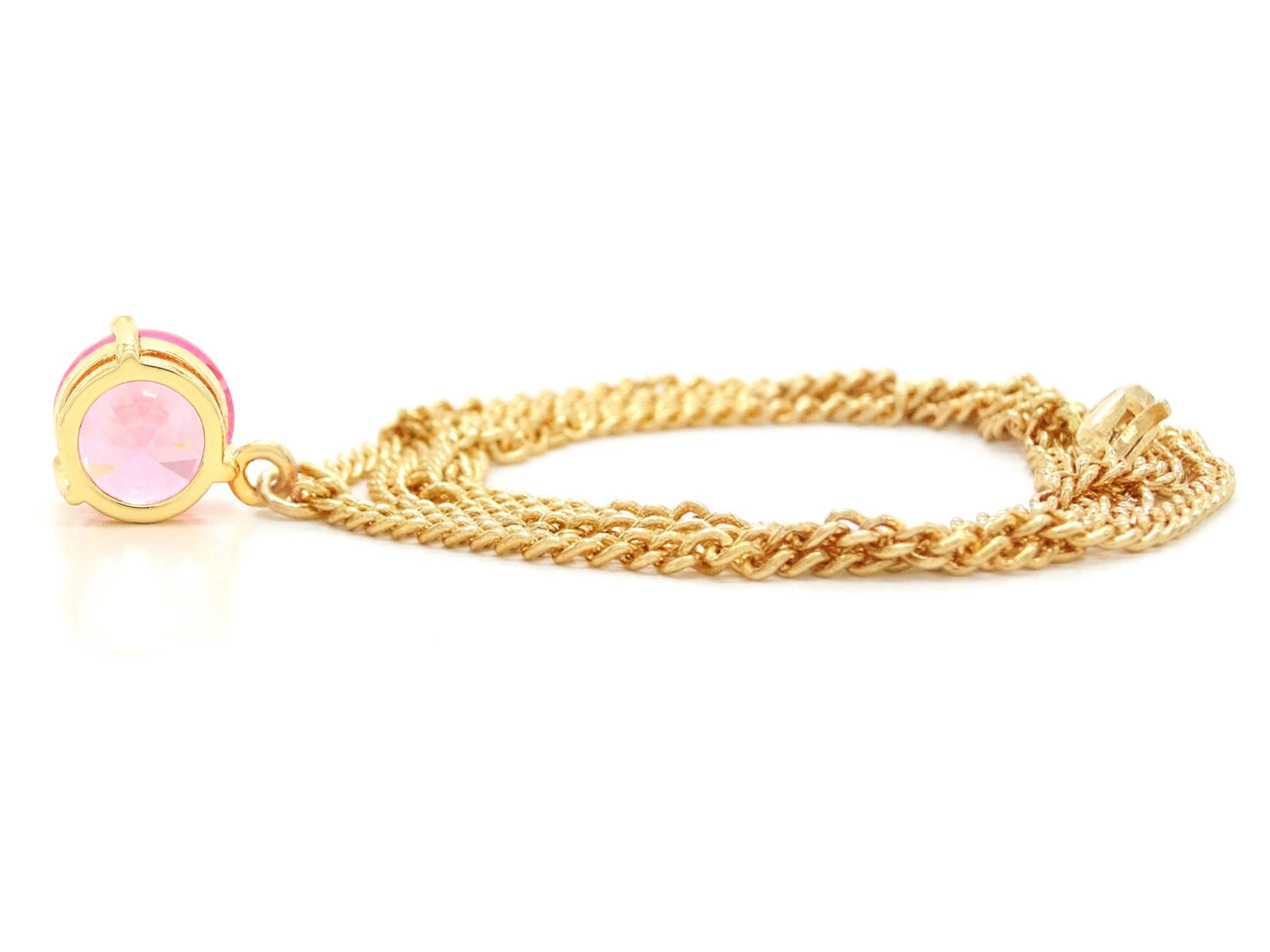 Pink gem gold necklace BACK