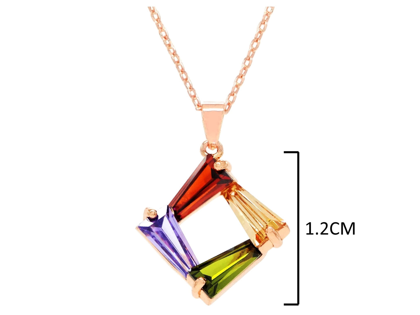 Rose gold tapered baguette gems necklace MEASUREMENT