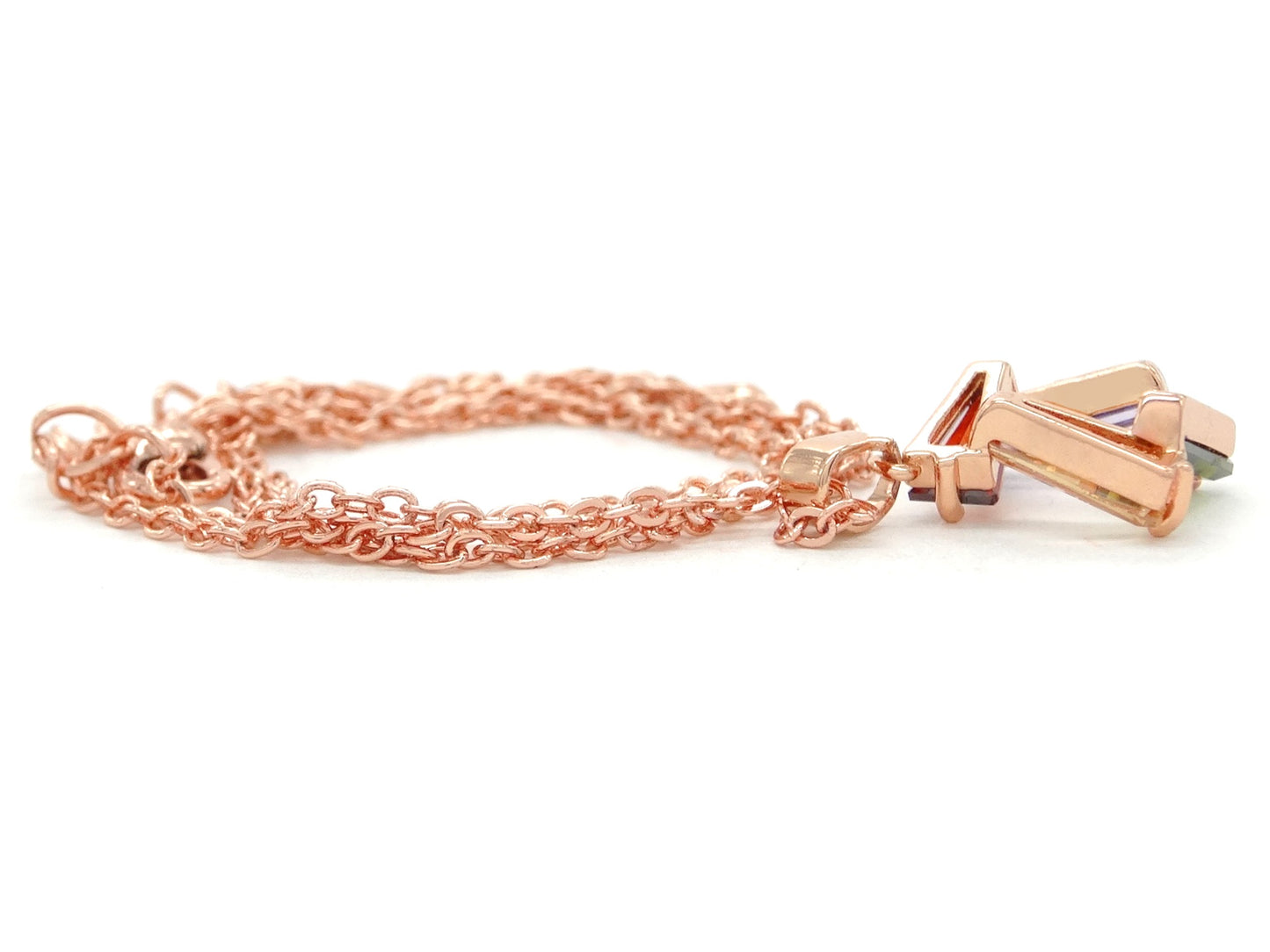 Rose gold tapered baguette gems necklace BACK