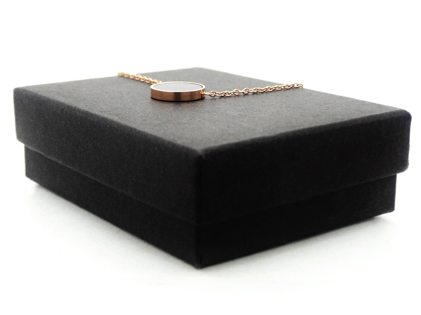 Rose gold black moonstone choker necklace GIFT BOX