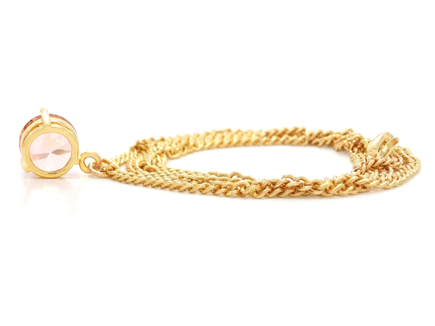 Champagne gem gold necklace BACK