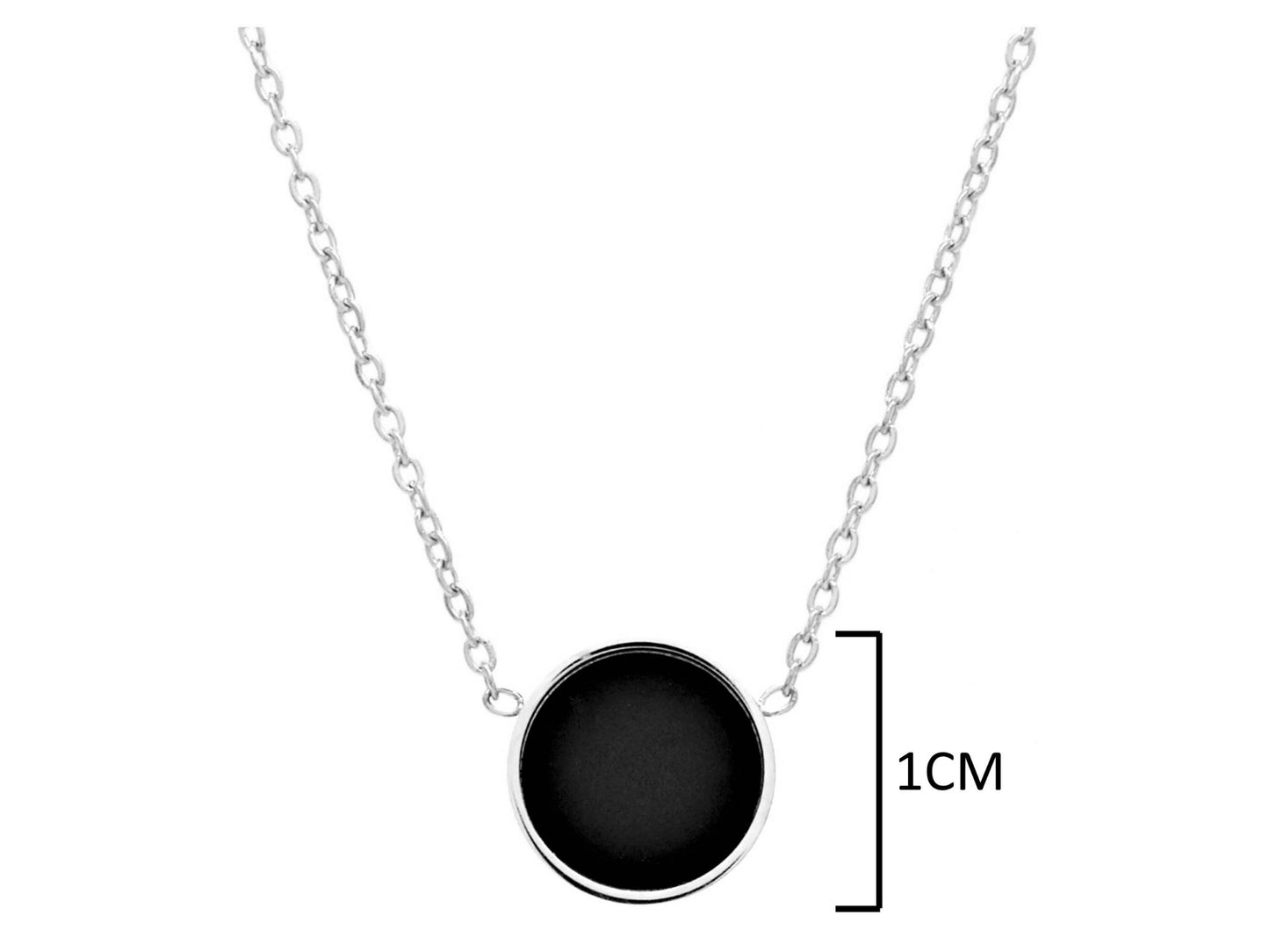 White gold black moonstone choker necklace MEASUREMENT
