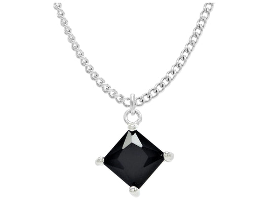 Black moonstone princess white gold necklace MAIN