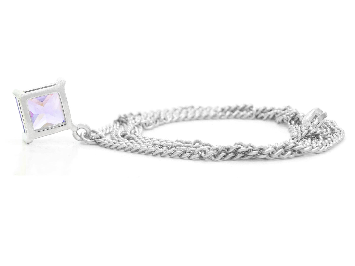 Purple gem princess white gold necklace BACK
