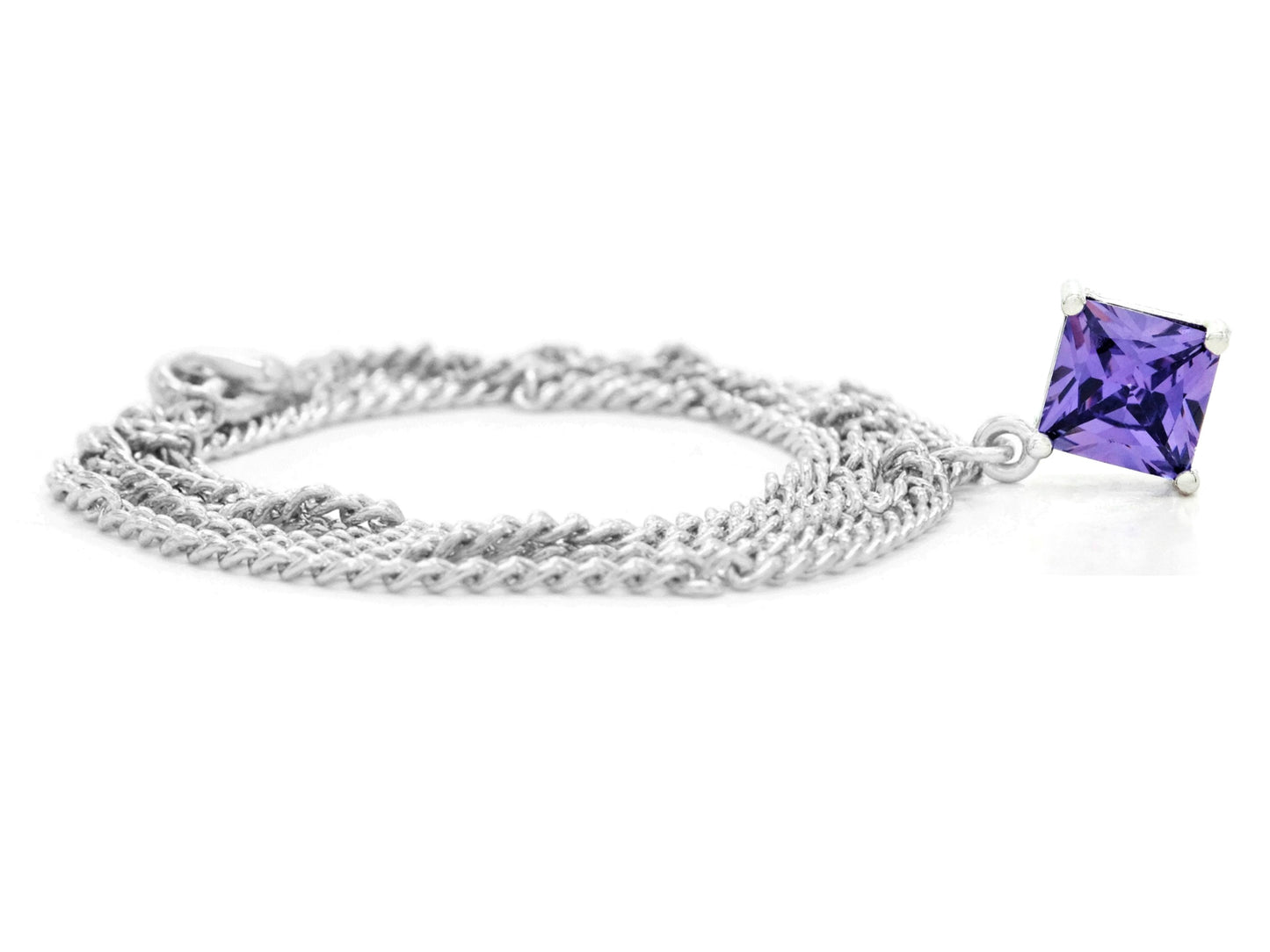 Purple gem princess white gold necklace FRONT