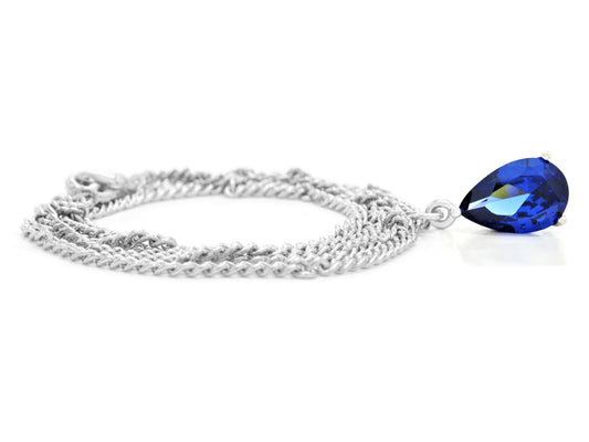 Blue raindrop white gold necklace FRONT