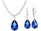 White gold blue pear gem necklace and earrings MAIN