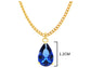 Yellow gold blue pear gem necklace and earrings MEASUREMENT