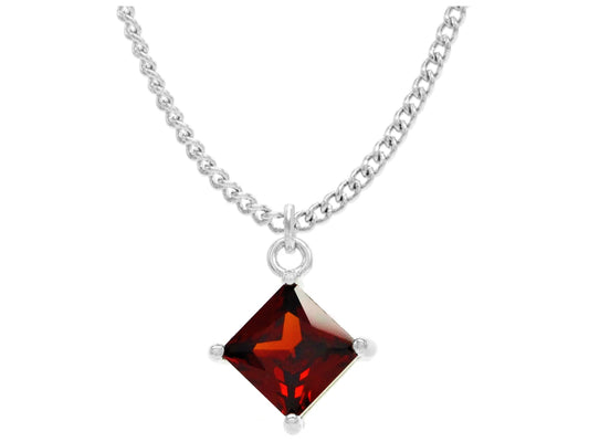 Red gem princess white gold necklace MAIN