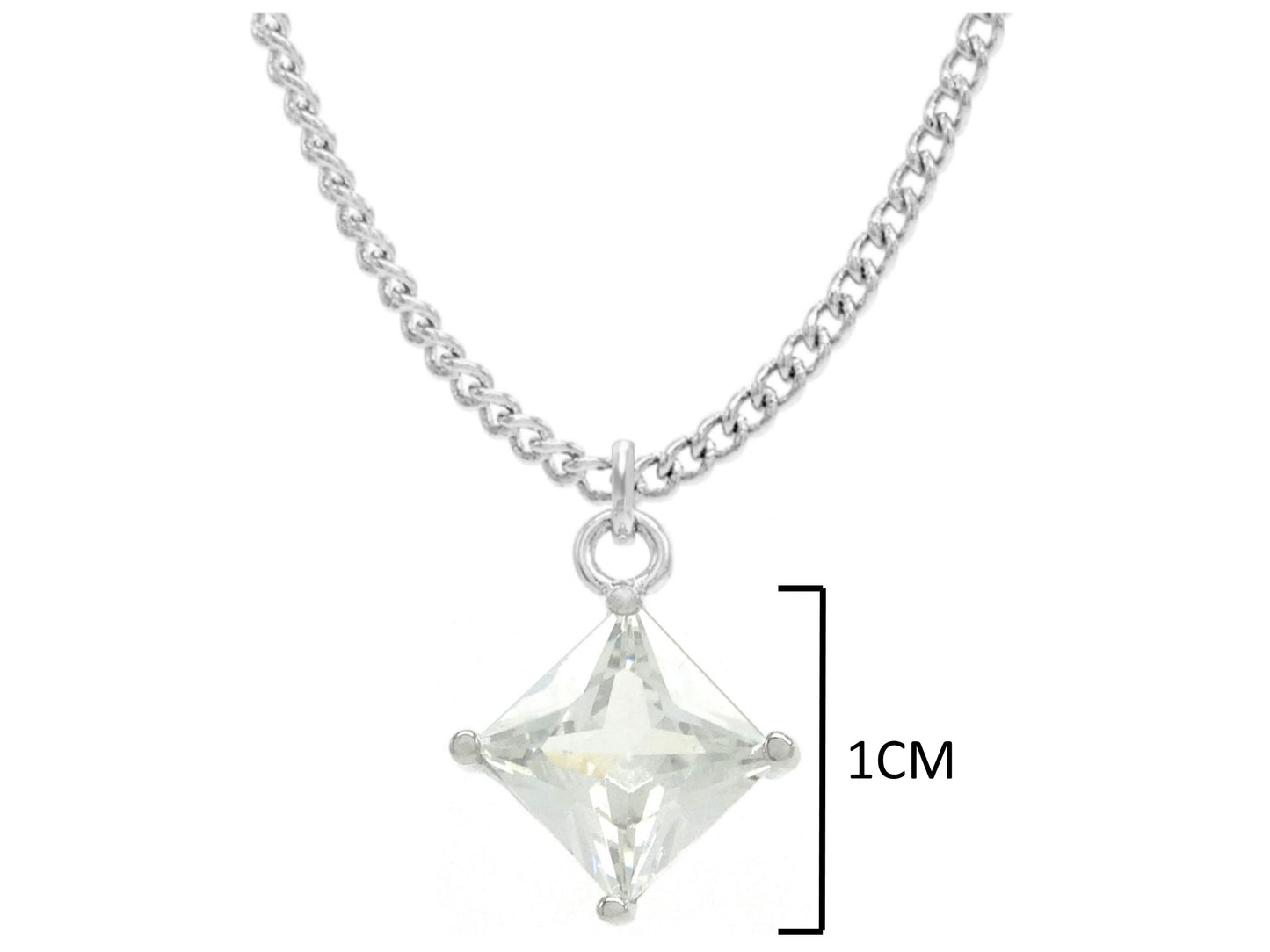 White gold clear princess necklace and earrings MEASUREMENT