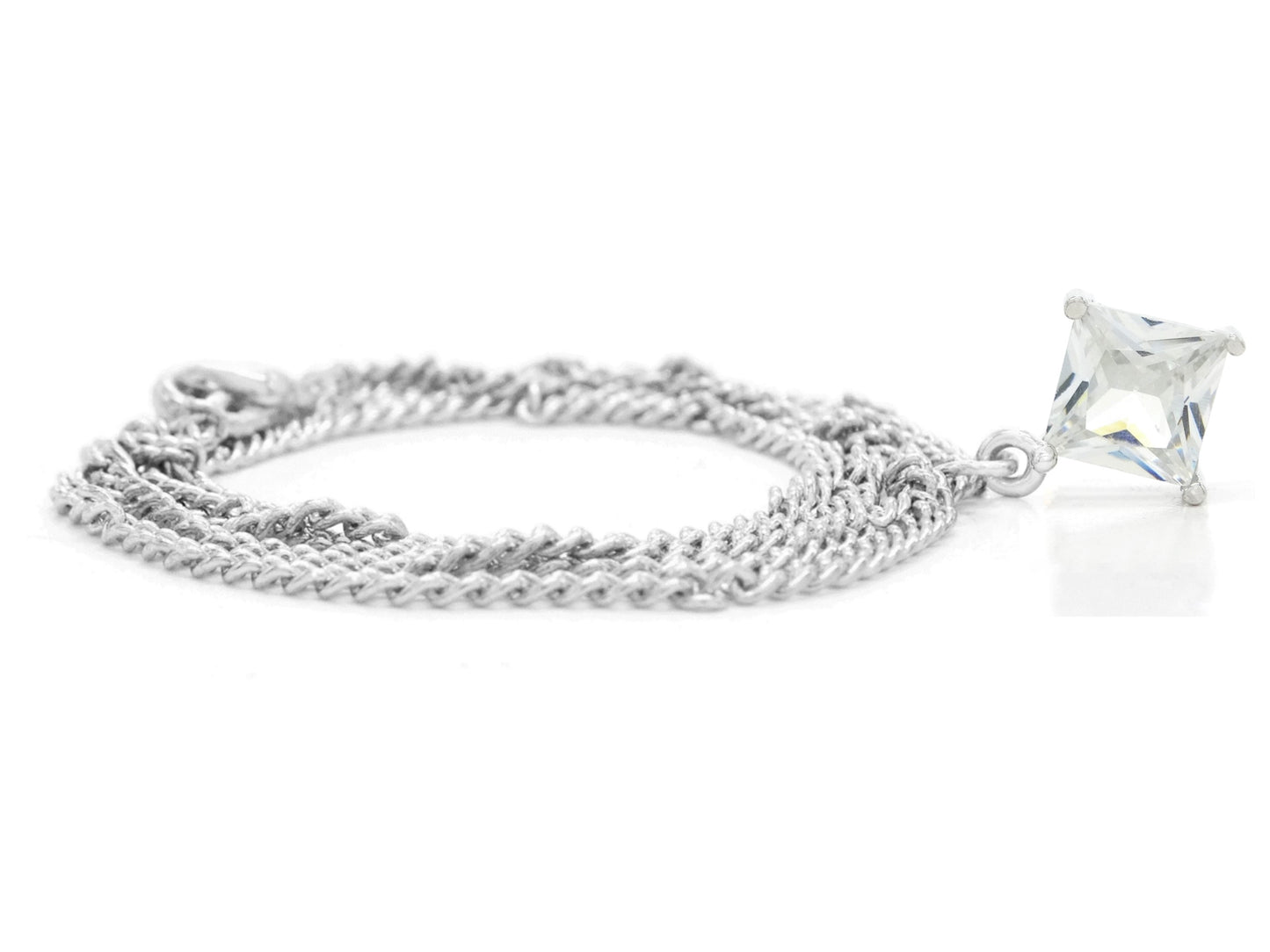 White gold clear princess necklace and earrings FRONT