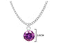 White gold purple round gem necklace and earrings MEASUREMENT