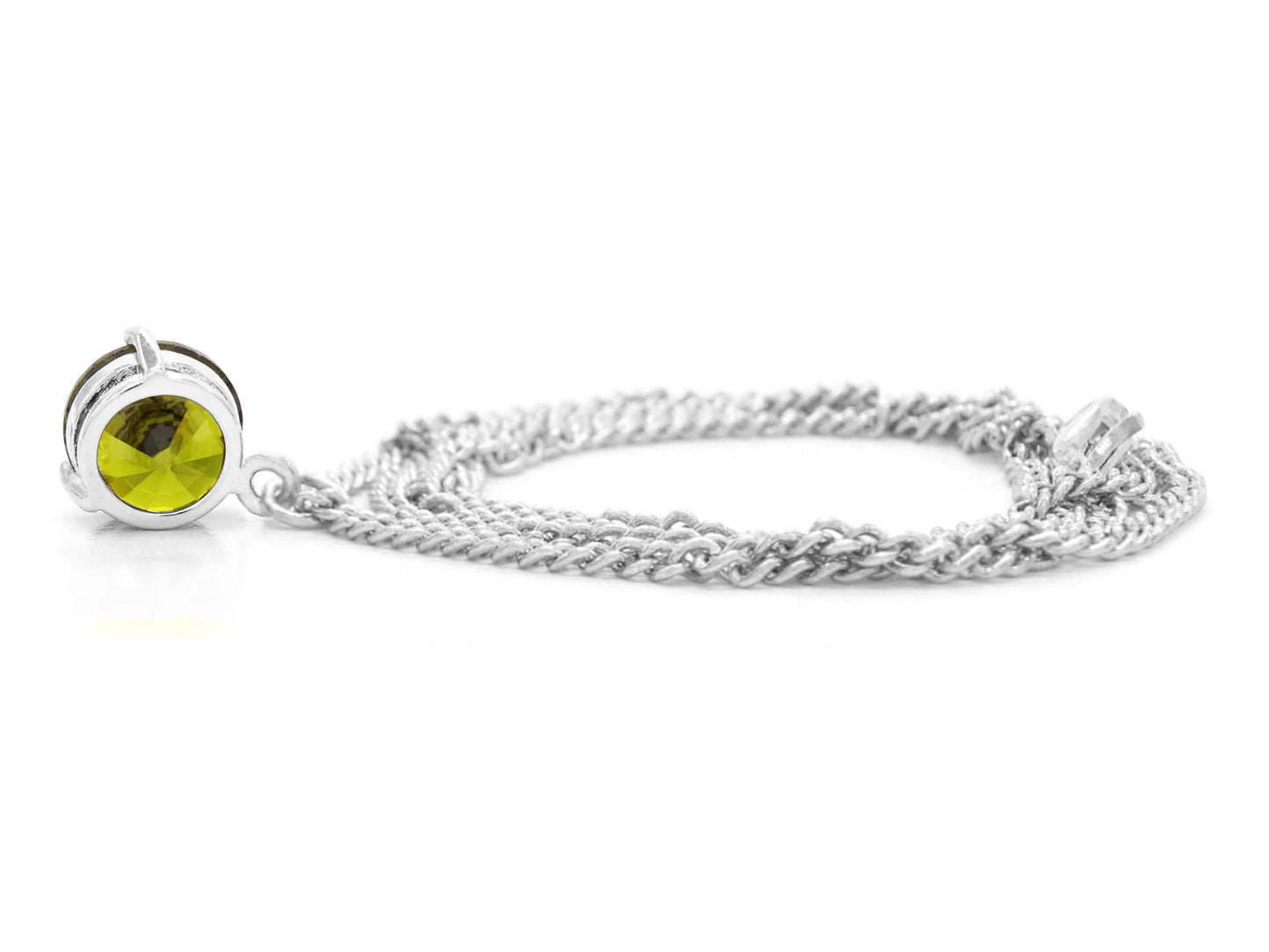 Green gem white gold necklace BACK
