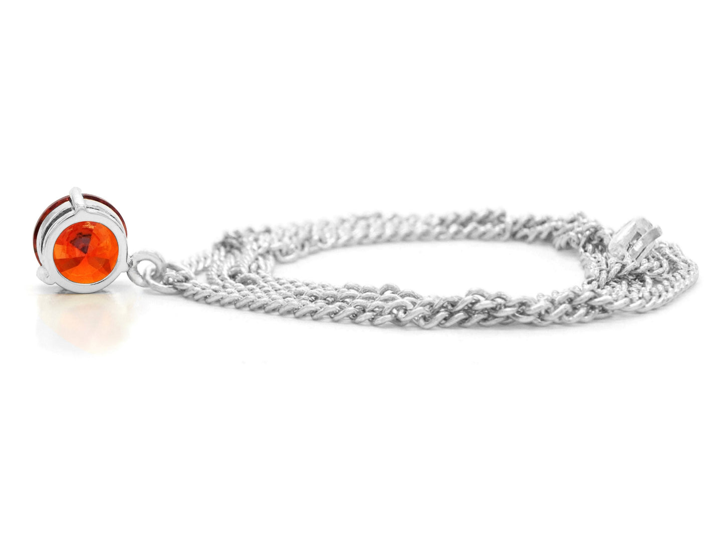 White gold red round gem necklace and earrings BACK