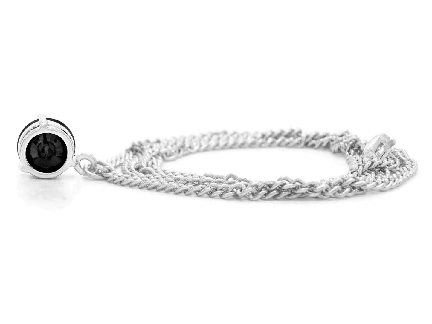Black gem white gold necklace BACK