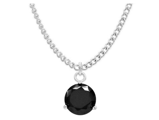 Black gem white gold necklace MAIN