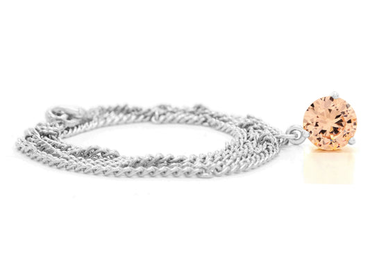 Champagne gem white gold necklace FRONT