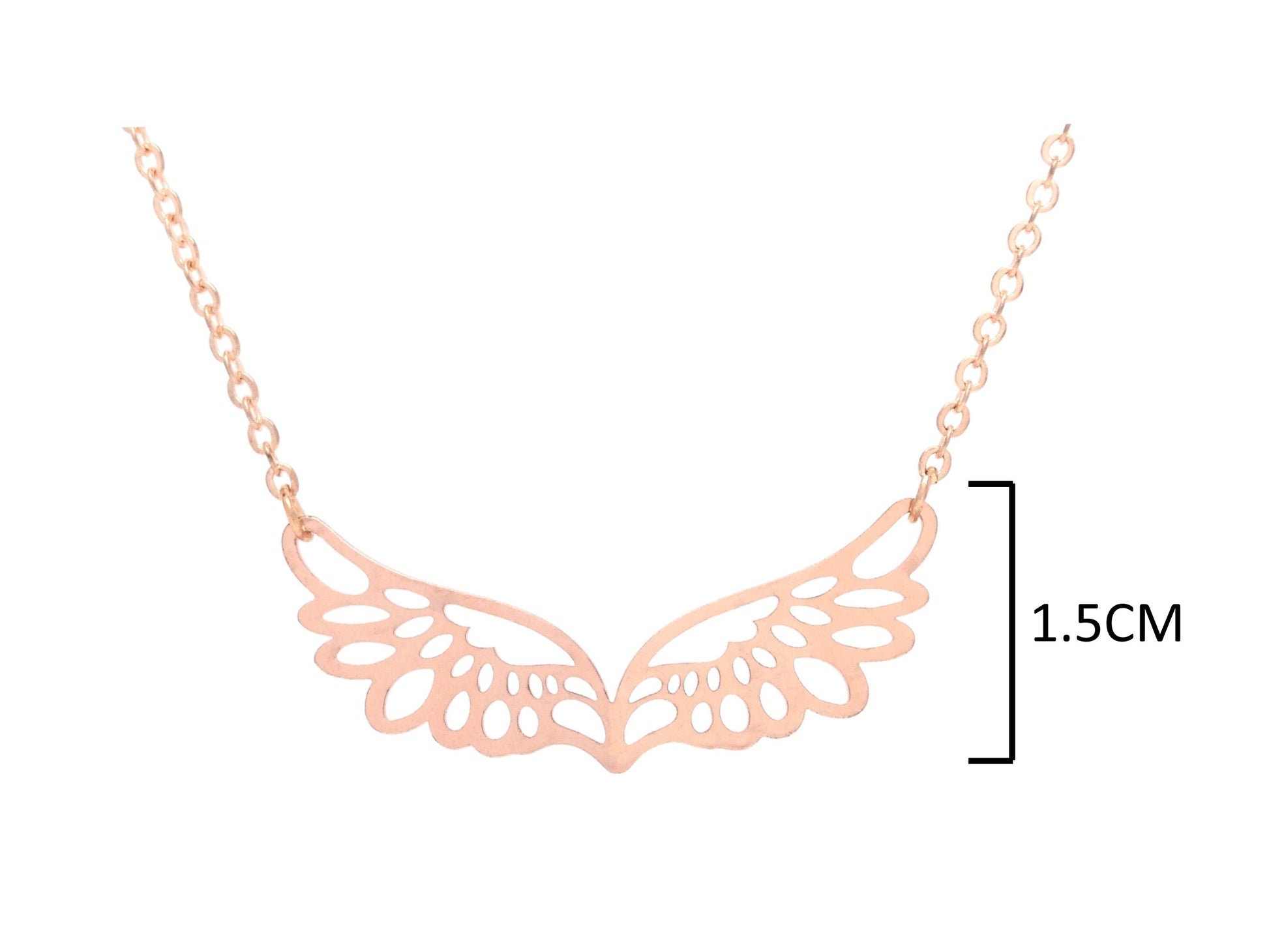 Rose gold angel wings choker necklace MEASUREMENT