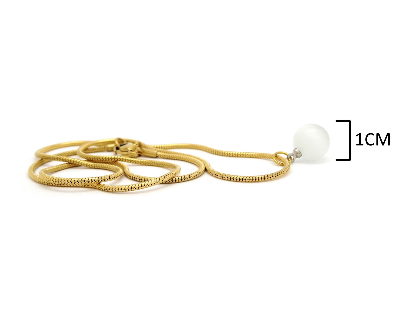 White moonstone ball yellow gold necklace MEASUREMENT
