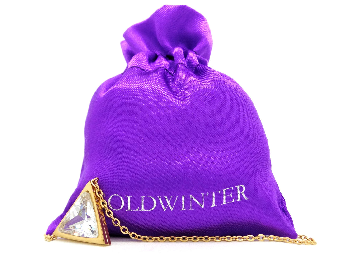 White trillion yellow gold necklace GIFT BAG