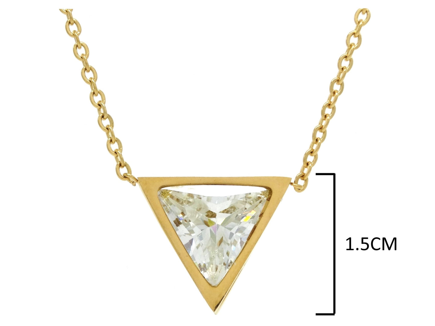 White trillion yellow gold necklace MEASUREMENT