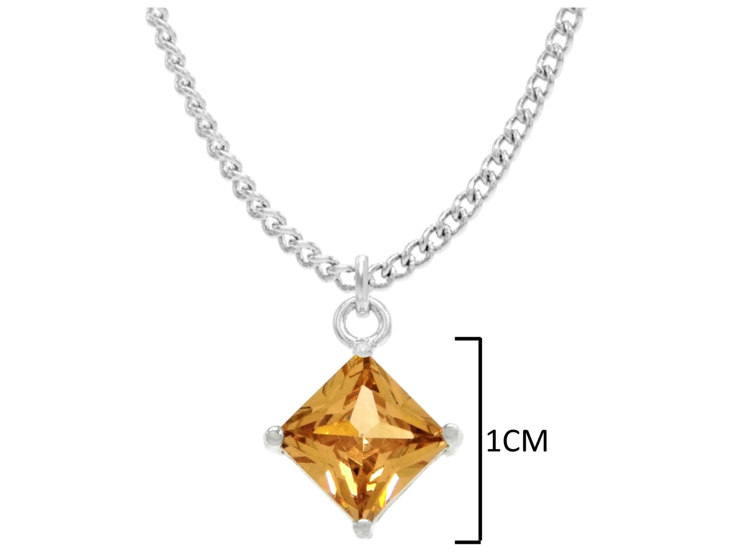 White gold orange princess necklace and earrings MEASUREMENT