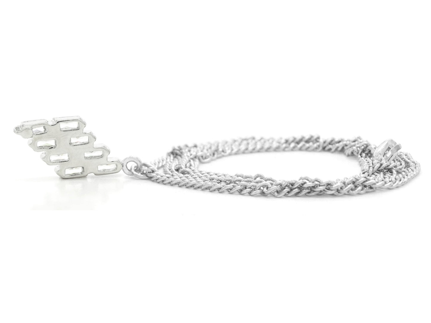 Clear drop baguette white gold necklace BACK
