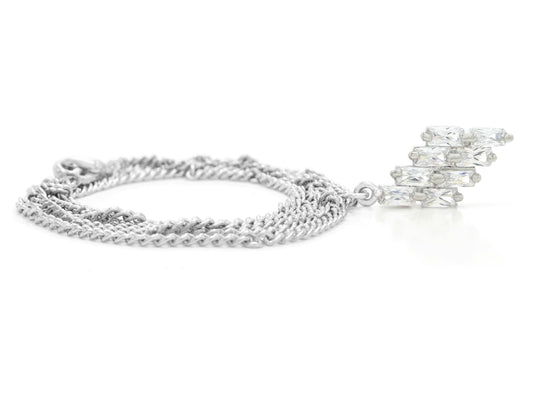 Clear drop baguette white gold necklace FRONT