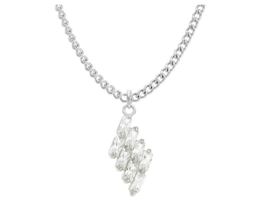 Clear drop baguette white gold necklace MAIN