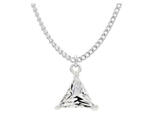 Clear gem trillion white gold necklace MAIN