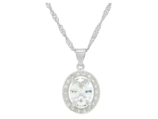 Sterling silver oval gem necklace MAIN