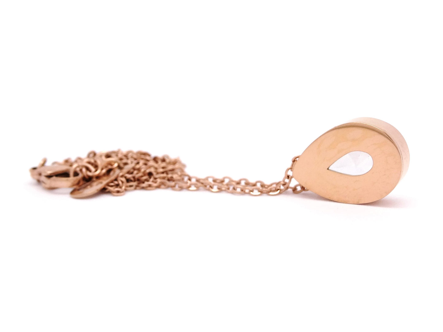 Rose gold pear gemstone pendant necklace BACK