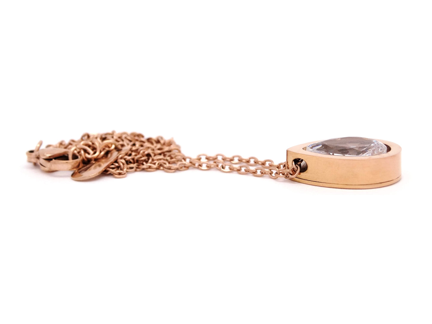 Rose gold pear gemstone pendant necklace DISPLAY