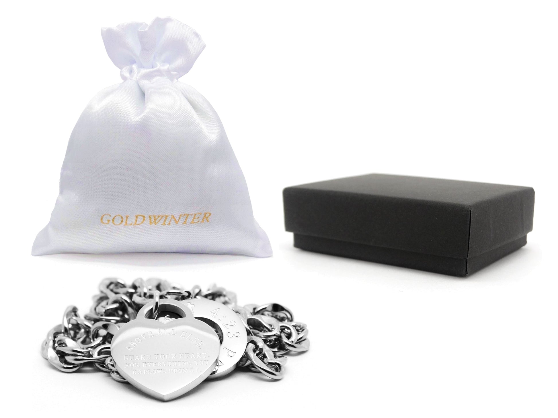 White gold proverbs 4:23 necklace GIFT BAG
