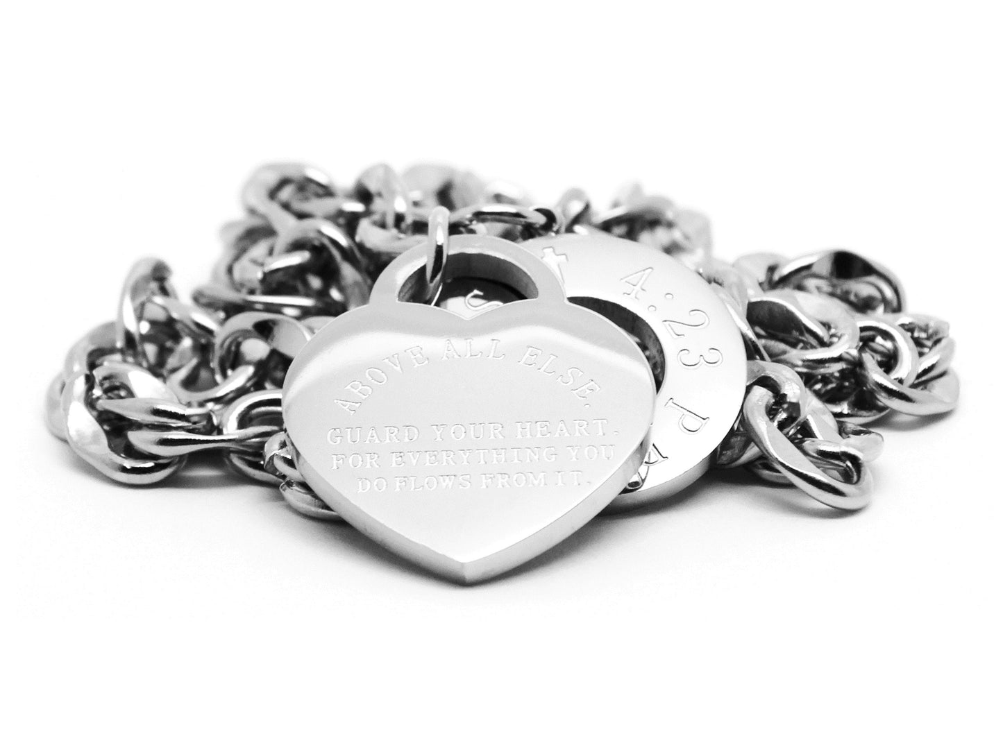 White gold proverbs 4:23 necklace PENDANT