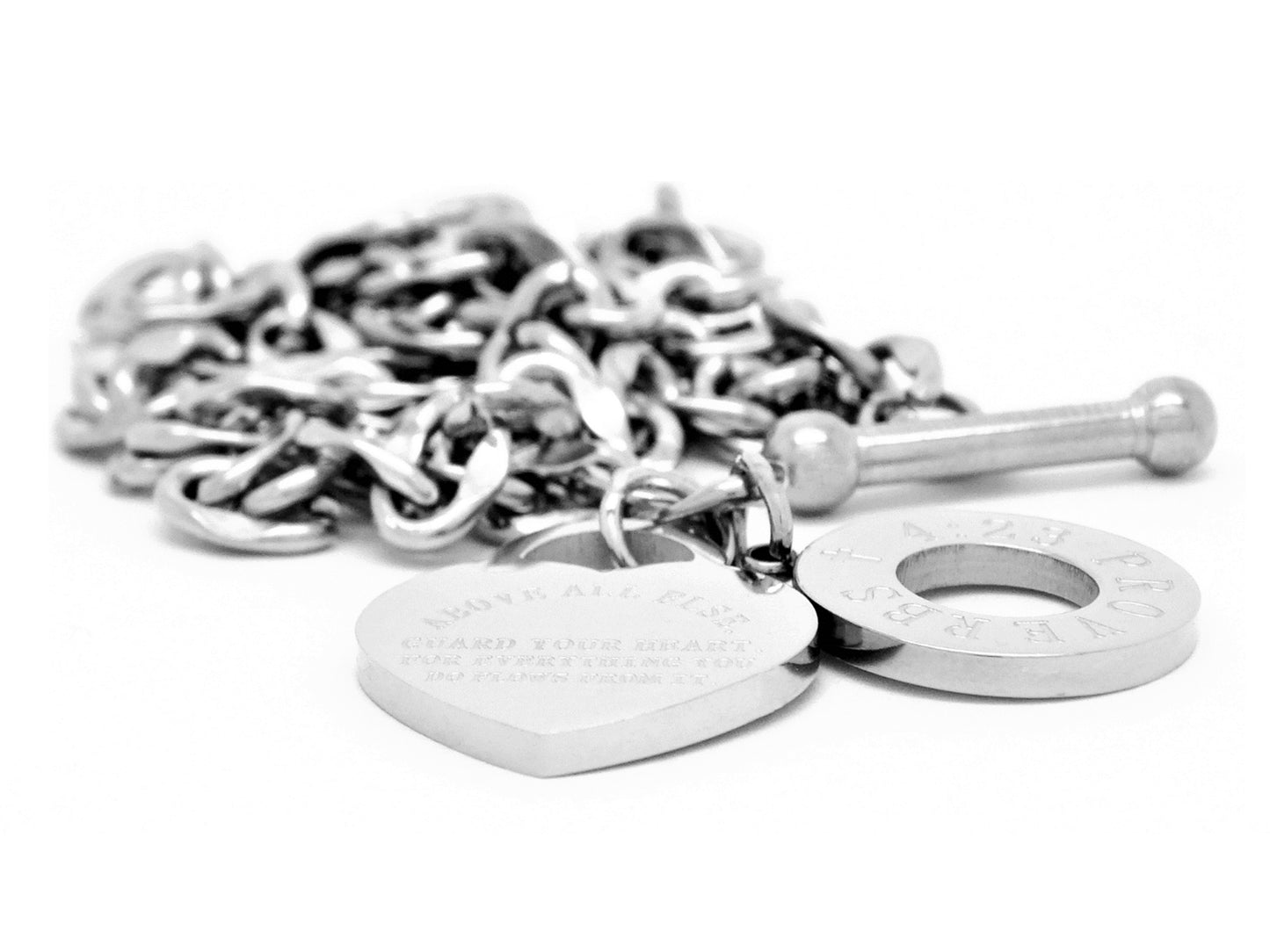 White gold proverbs 4:23 necklace DISPLAY