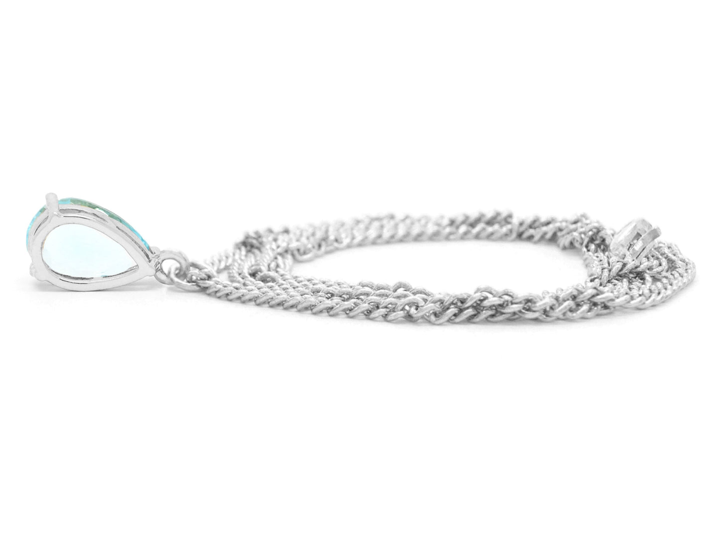 Light Blue Raindrop White Gold Necklace BACK