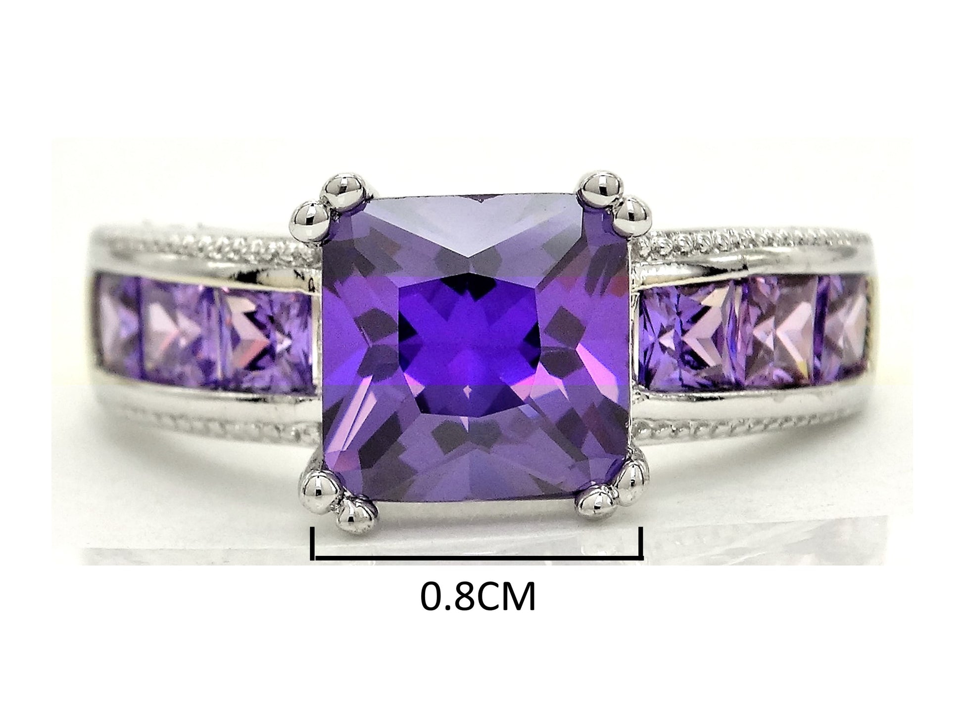 Purple princess silver ring MEASUREMENT
