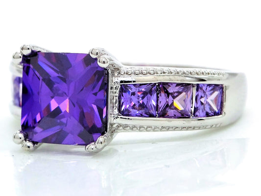 Purple princess silver ring LEFT SIDE