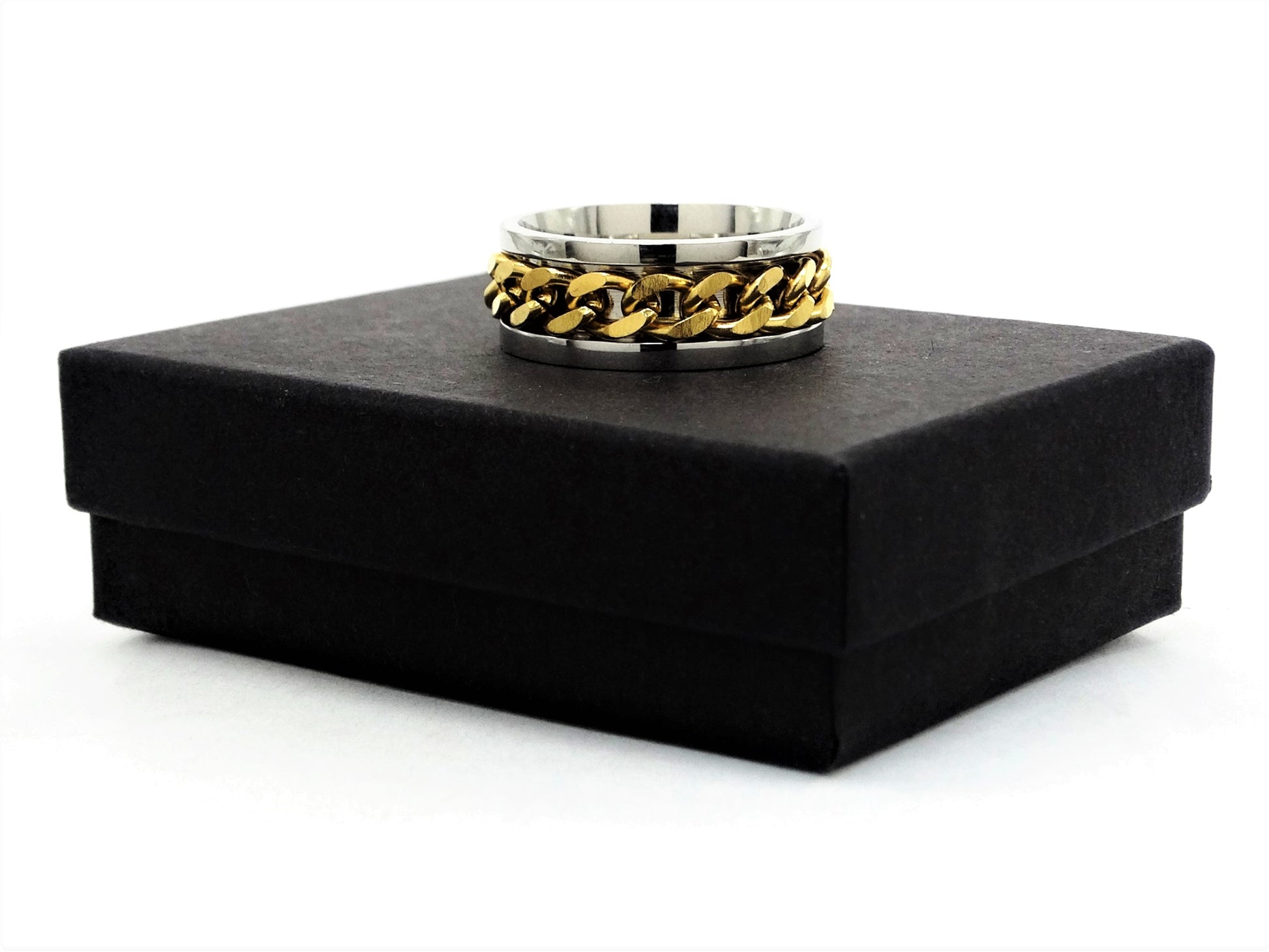 Stainless steel gold chain ring GIFT BOX