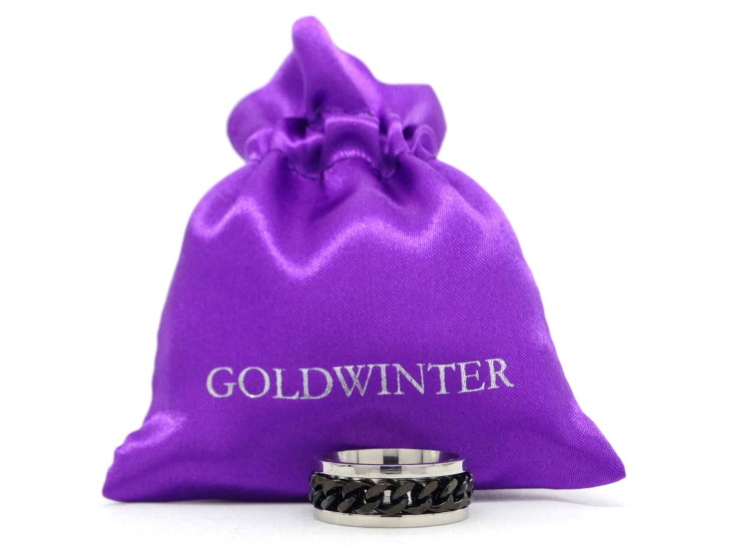 Stainless steel black chain ring GIFT BAG