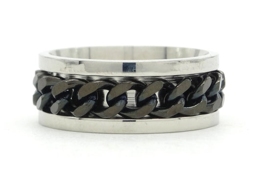 Stainless steel black chain ring MAIN