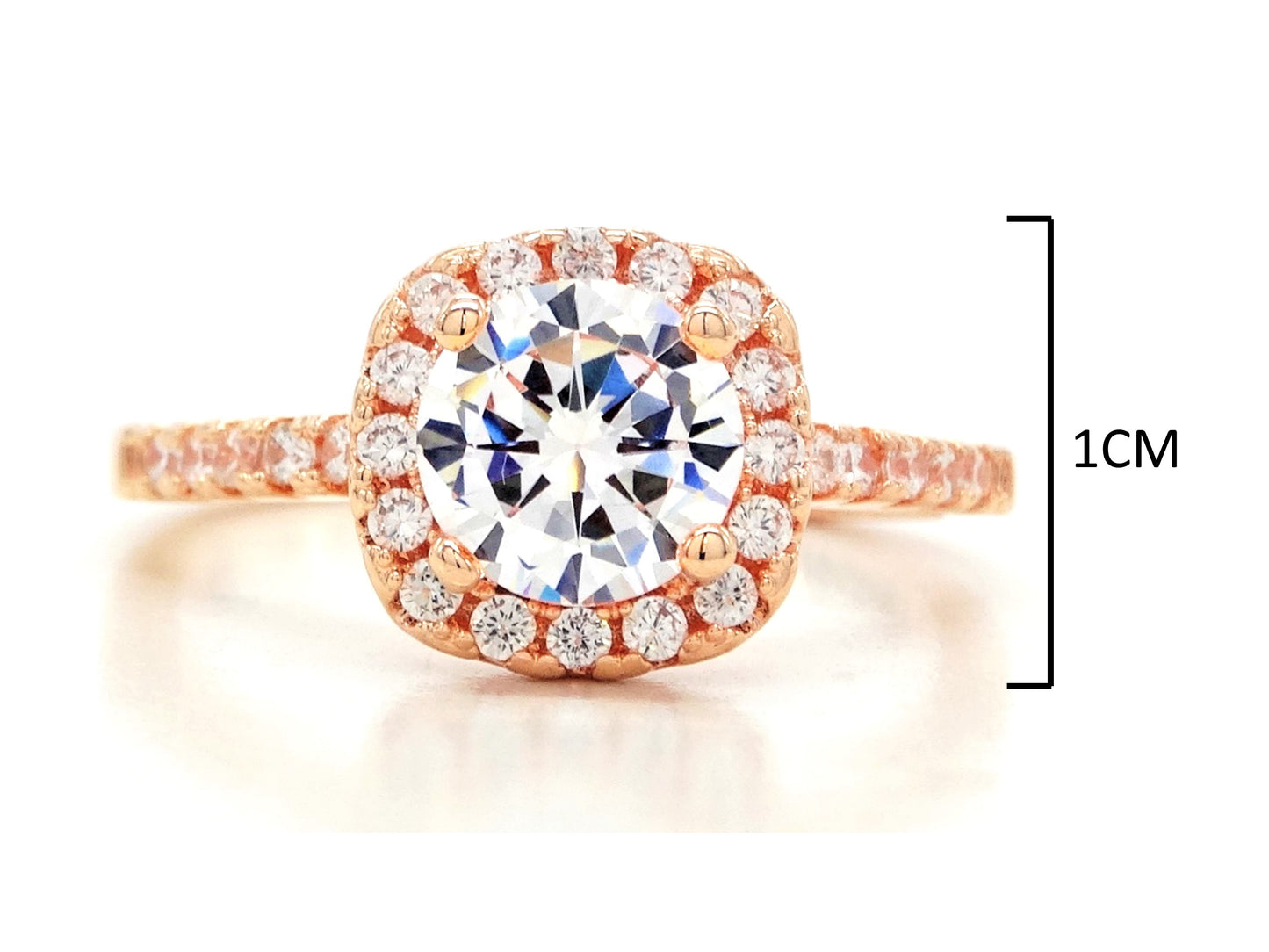 Rose gold round gems classic ring MEASUREMENT