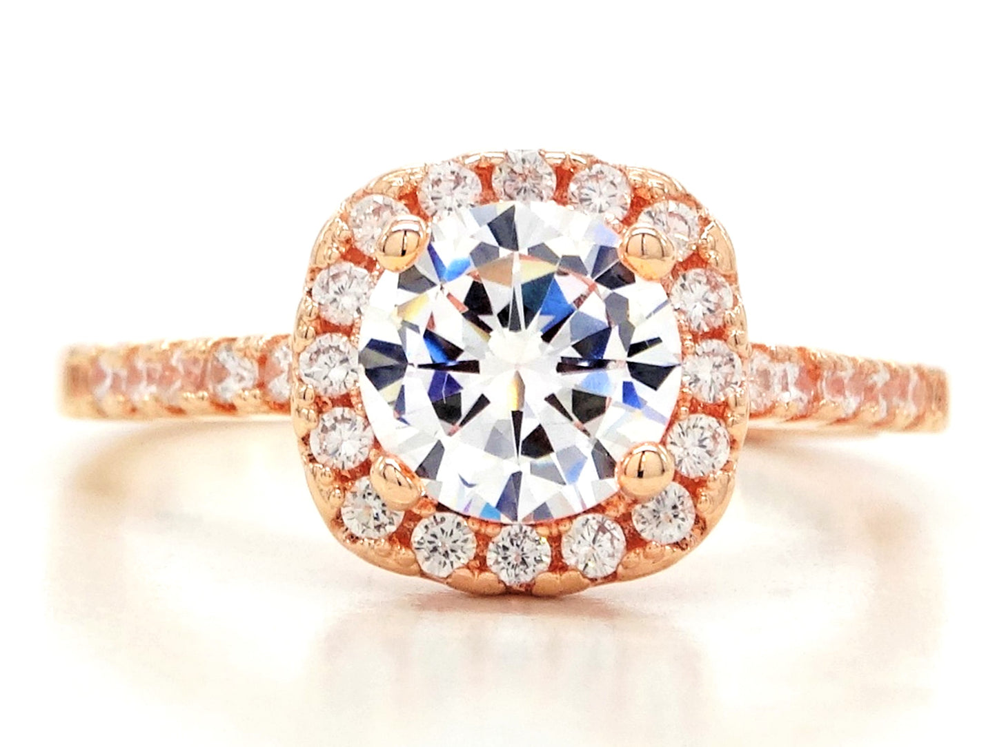 Rose gold round gems classic ring MAIN