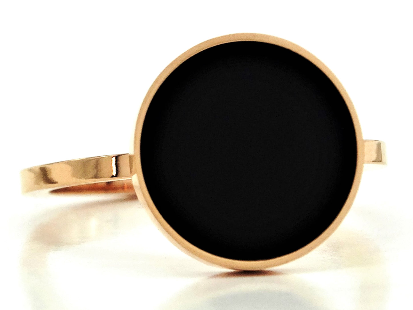 Rose gold black signet ring SIDE