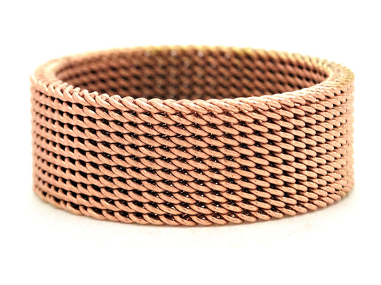 Rose gold steel mesh band ring MAIN