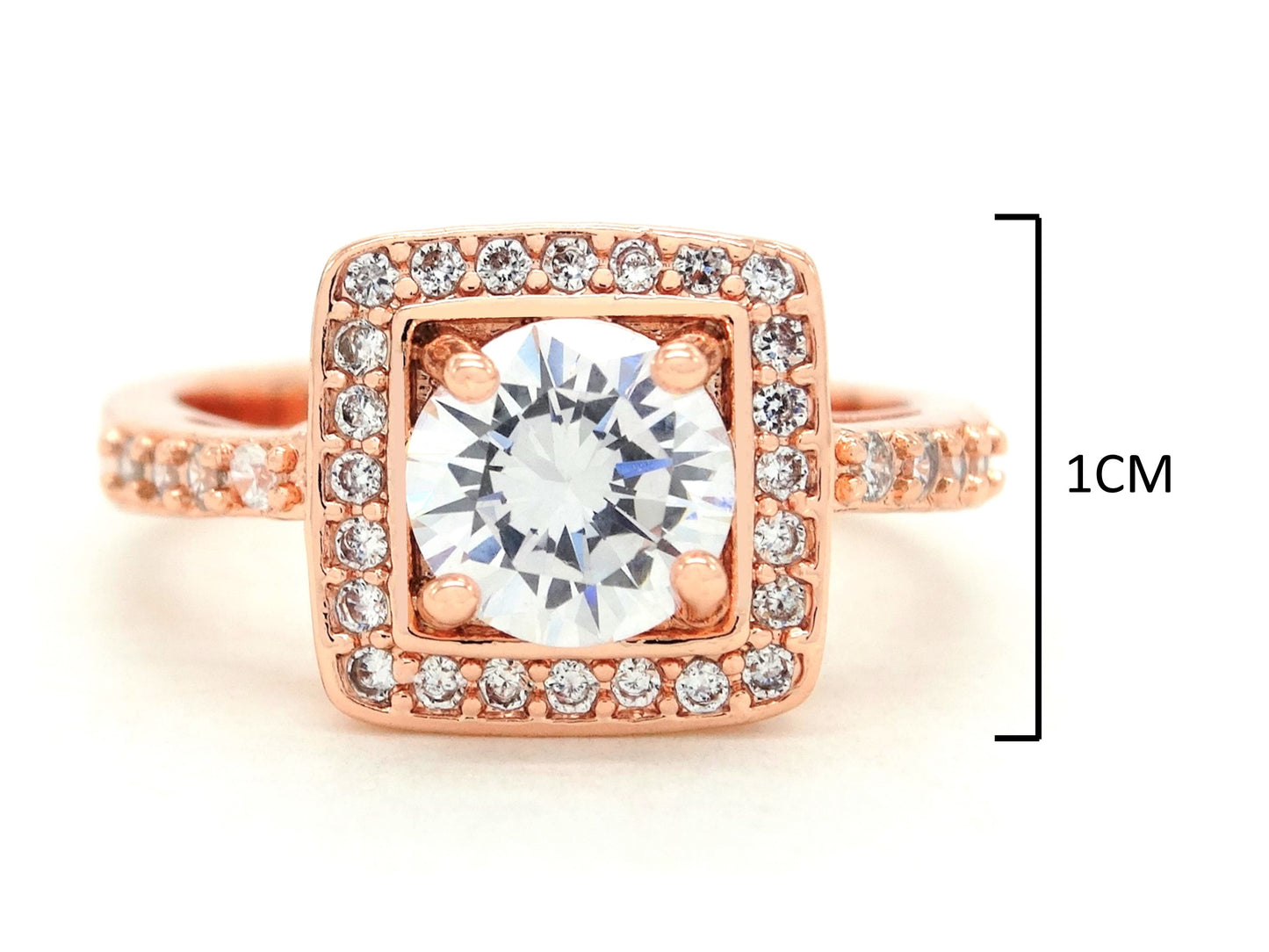 Rose gold round gems ring MEASUREMENT