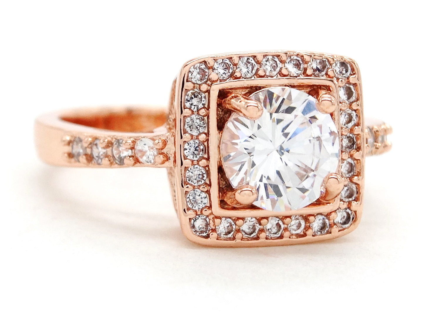 Rose gold round gems ring SIDE