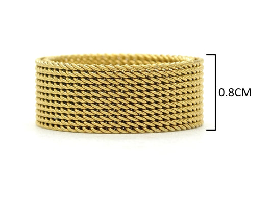 Gold steel mesh band ring MEASUREMENT