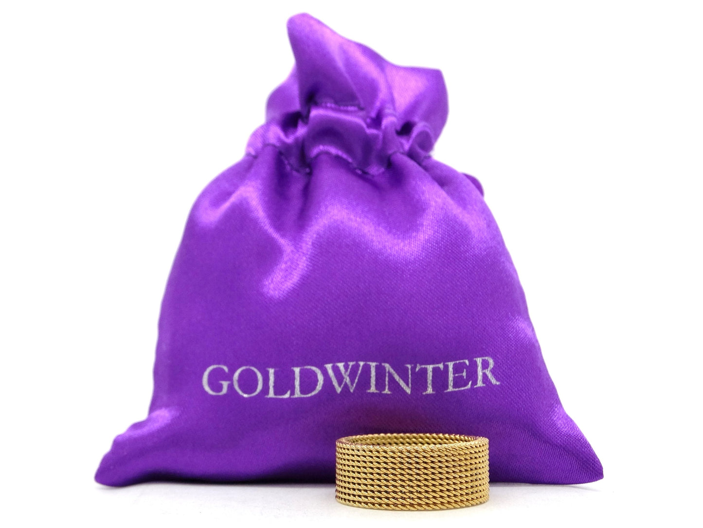 Gold steel mesh band ring GIFT BAG